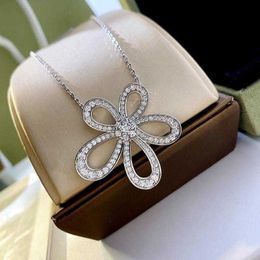 Designer Necklace Vanca Luxury Gold Chain Big Flower Necklace 925 Pure Silver with 18k Gold v Sunflower Full Diamond Flower Petals Collar Chain Female