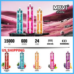 DTL Vaping Style Original MRVI 15000 Puffs Disposable Puff 15K Hookah Pen With LED Light 24ml Carts Rechargeable 600mAh Battery Vape Desechable US Shipping