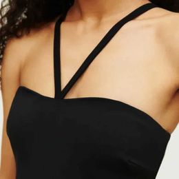 Runway Dresses Summer New Womens Mature Temperament Party Evening Dress Pure Colour Simple Strap Tube Top Off-the-shoulder Slit Sexy Dress