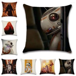 Pillow Robot Pattern Polyester Linen Cover Decoration Home House Party Case Chair Sofa Kids Friend Boy Gift Present