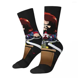 Men's Socks Fashion Child's Play Chucky Doll Horror Film Drawstring Gym Pouch 3D Print Backpack Boy Girls Mid-calf