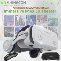 G15E VR Glasses IMAX 3D Movies Virtual Reality Google Cardboard Box Helmet for 477 PhoneSupport Game Joystick 240506