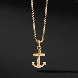 Pendants Selling S925 European And American Style Fashion Trendsetter Simple Men's Pendant Classic Gold Navy Anchor Tag