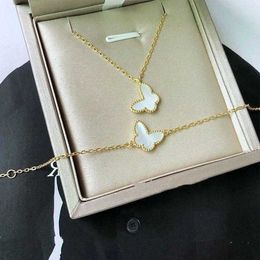 Designer Necklace Vanca Luxury Gold Chain Butterfly Necklace 925 Silver 18k Gold Mini Small White Fritillaria Butterfly Pendant Collar Chain PMBC