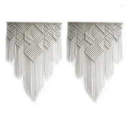 Tapestries 2X Macrame Bohemian Tapestry Wall Hanging Chic Geometric Art Handicrafts Woven For Home Living Room Decoration