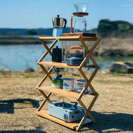 Camp Furniture Outdoor Camping Table Shelf Portable Ultralight Folding 3/4Stage Wooden Storage Rack Foldable Garden Picnic Backpacking