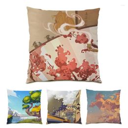 Pillow Polyester Linen Sofa Decorative Print Funny Covers 45x45 Sofas For Living Room Velvet Pillowcase Nature Landscape E1117