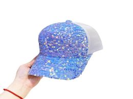 Crystal Trucker Hats Outdoor Women Shiny Mesh Rhinestone Sports Cap Summer Colorful Glitter Sequin Baseball Caps5739409