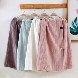 Towel Cotton Women Bath Skirt Wrap With Button Dress Ladies Shower Sauna Spa Body Robe Towels Bathrobe Pure Colour