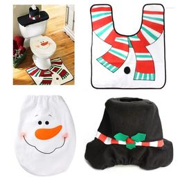 Carpets Drop Christmas Happy Santa Toilet Mat Foot Pad Seat Cover Cap Decorations And Rug Xmas Bathroom Set 3pcs/set