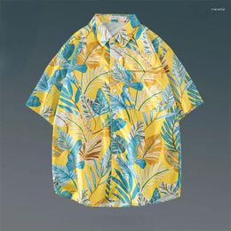 Men's Casual Shirts 2024 Summer Men Clothing Thin Flower For Short Sleeve Loose Beach Shirt Vintage Harajuku Hawaiian