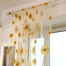 Curtain 200 100cm Sunflower Tulle Valance Door Drape Household Decorations For Kitchen Balcony Room Window Blind Screening