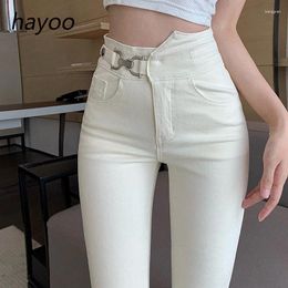 Women's Jeans High Waist Stretch For Women 2024 Street White Slim Skinny Pencil Pants Cropped