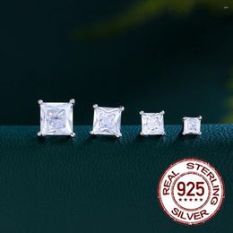 Stud Earrings CWWZircons Sterling Silver 925 CZ Screw Back 3/4/5/6mm Square Cubic Zirconia Jewellery Gifts For Women Man SE025