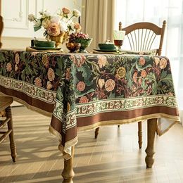 Table Cloth Vintage Print Velvet Cover Protector Dining Coffee Tablecloth Rectangular Tassels Birthday Party Fabric Home Decoration