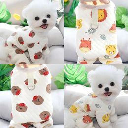 Dog Apparel Puppy Jumpsuit Winter Autumn Cute Cartoon Pet Fashion Desinger Clothes Cat Harness Warm Pyjamas Yorkshire Poodle