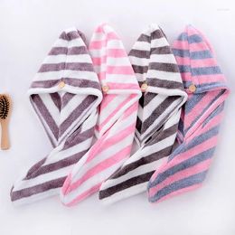 Towel Hair Drying Hat Women Microfiber Strip Soft Comfortable Double-layer Quick-dry Shower Cap For Adults Bathroom Hats Striped