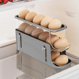 Kitchen Storage Automatic Rolling Egg Tray Organiser Space Saving Eggs Dispenser Holds 17 Refrigerator Holder