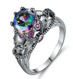 creative skull ring Europe rhinestone zircon female rings size 6 to 91693283