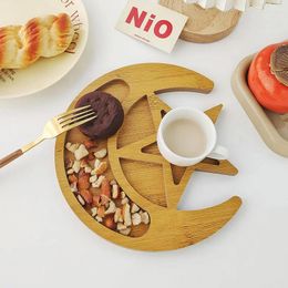 Plates Creative Star Moon Wooden Tableware Dinner Plate For Holiday Family Party Fruit Dim Placing Barbecue Salad Tray Home Decor