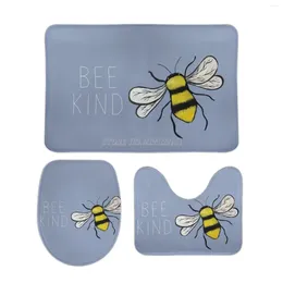 Bath Mats Bee Kind 3pcs Bathroom Set Anti Slip Rug Toilet Carpet For Home Decor Printing Mat Bees Be