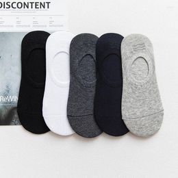 Men's Socks 5 Pairs Men Summer Thin Invisible Cotton Silicone Non-Slip Female Breathable Solid Colours Ankle Causal Boat