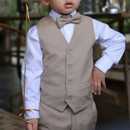 Ring Bearer Boy's Formal Wear Vest Pants for Tuxedos Children Clothing For Wedding Party Kids Suit Boy Set Vest Pants Bow 289a