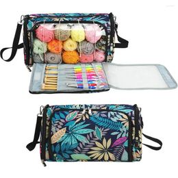 Storage Bags Durable Knitting Case With Zipper Wear Resistant Needle Bag Web Pocket Holder Slot