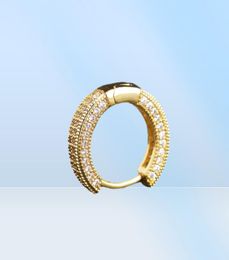 Diamond 18K Gold Ear Hoop Punk Premium Zircon CZ Ring Earrings Men And Women Hip Hop Bling Jewellery Gift Retail4076450