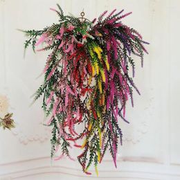 Decorative Flowers Artificial Lavender Bouquet Silk Plastic Fake Home Wedding Party Christmas Decoration Wall Hanging Plant Rattan