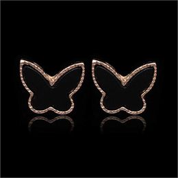 Lovers exclusive vanlycle Valentines earrings New style fashion Rose Gold Butterfly White popular Earrings with common Vanly Earrings
