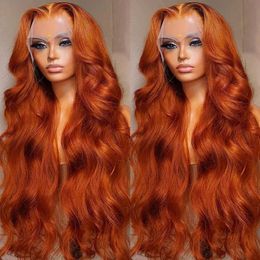 Body Wave 13x4 Coloured Lace Frontal Wig 13x6 Ginger Orange HD Lace Front Glueless Human Hair Wig To Wear For Women 30 Inch Hair