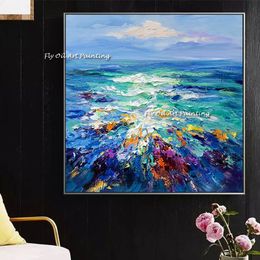 100% Handmade Oil painting Colorful Abstarct Art Clouds Sea Painting Wall Pictures For Living Room On Canvas 240507