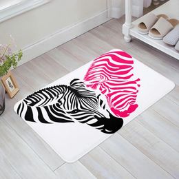 Carpets Animal Zebra Stripes Heart-Shaped Black White Kitchen Doormat Bedroom Bath Floor Carpet House Hold Door Mat Area Rugs Home Decor