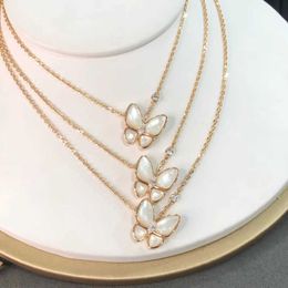 Designer Necklace Vanca Luxury Gold Chain v Gold Butterfly Rose Gold Natural White Fritillaria Necklace for Women with Diamond Full Sky Clover Collar Chain