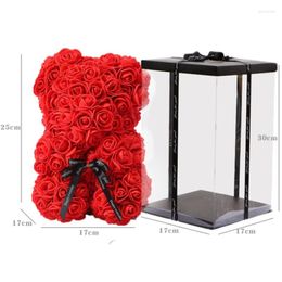 Decorative Flowers DIY 25 Cm Teddy Rose Bear With Box Artificial PE Flower Valentine's For Girlfriend Women Wife Mother's Day Gifts