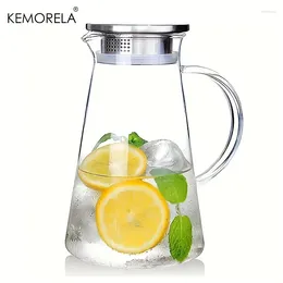 Water Bottles Jug Transparent Heat-Resistant Glass Cold Kettle And Cups Pot With Handle Large Capacity Office Household