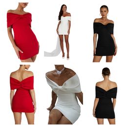 Summer Dress Vestido de Mujer Womandress Graduation Off the Shoulder Capped Short Sleeve Backdess Mini Dress Ployester Bow Misses S XL Party Dresses for Women kjol