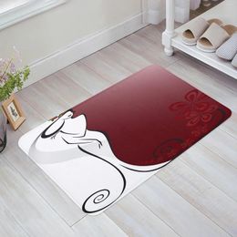 Carpets Fashion Woman Girls Hat Flowers Red Roses Kitchen Doormat Bedroom Bath Floor Carpet House Hold Door Mat Area Rugs Home Decor