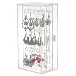 Decorative Plates Acrylic Earrings Display Stand Holder 2 Vertical Drawer Necklace Hanger Organiser For Stud Earring Jewelr