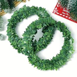Decorative Flowers 1pc Small Full Length About 29.53inch Artificial Iron Wire Ivy Leaf DIY Christmas Wreath Decoration Holiday Decor Yard