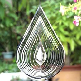 Decorative Figurines Garden Wind Chimes 3D Spinner Chime Drop Shape Pendant Flowing-Light Effect Mirror Reflection Design Yard Outdoor Decor