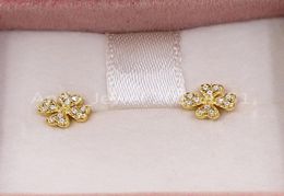 Gold Bear Good Vibes Clover Earrings Stud With Diamonds 925 Sterling Fits European Jewellery Style Gift Andy Jewel 0181130501703954