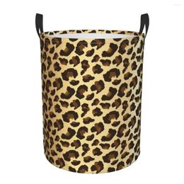 Laundry Bags Basket Leopard Skin Cloth Folding Dirty Clothes Toys Storage Bucket Household