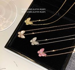 Designer Necklace Vanca Luxury Gold Chain Full Diamond Inlaid Diamond Butterfly Necklace v Gold 18k Rose Gold Womens Fashion Versatile Collar Chain Gift 0WMI
