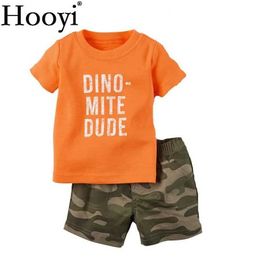 Clothing Sets Camouflage Dino childrens clothing set baby boy clothing set baby T-shirt camouflage shorts newborn clothing 6 9 12 18 24 months oldL2405