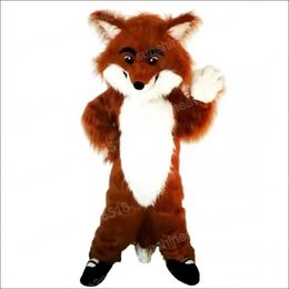 2024 Adult Size Long Hairy Fox Mascot Costume Top Cartoon Anime theme character Carnival Adults Size Christmas Birthday Party Outdoor