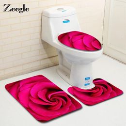 Bath Mats Zeegle Rose Carpet For Bathroom Toilet Mat Lid Cover Anti-slip Rug Doormat Absorbent