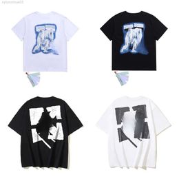 Mens Designert Shirt Fashion Offs t Classic Brand Man Women Cotton Tee Shirts Luxury Short Sleeves Offswhite Tees Back Arrows Paint Off White Tshirts U42e