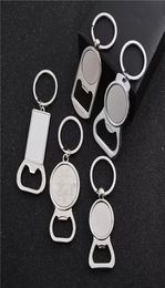 Party Favor Sublimation Blank Beer Bottle Opener Keychain Metal Heat Transfer Corkscrew Key Ring Household Kitchen Tool7160146